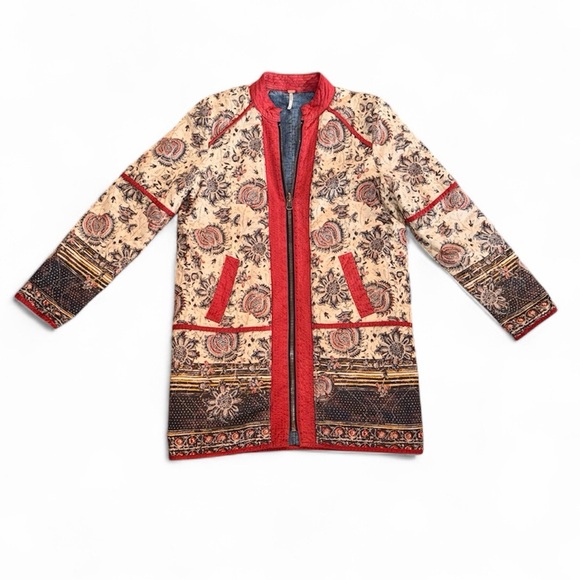 Free People Jackets & Blazers - Free People Reversible Quilted Jacket – Boho Floral Print Zip Front - Size S